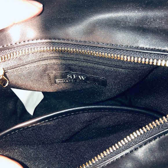 NWT-SFW Leather crossbody-satchel bag black - Picture 7 of 9